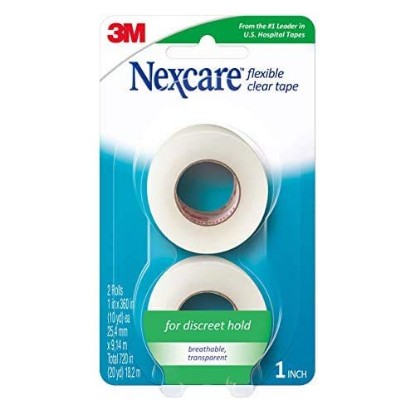 Picture of Nexcare Flexible Clear Tape, Waterproof Transparent Medical Tape, Secures Dressings and Catheter Tubing - 1 In x 10 Yds, 2 Rolls of Tape