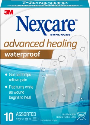 Picture of Nexcare Advanced Healing Waterproof Bandages, Assorted Sizes, 10 Count