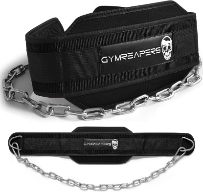 Picture of Gymreapers Dip Belt With Chain For Weightlifting, Pull Ups, Dips - Heavy Duty Steel Chain For Added Weight Training