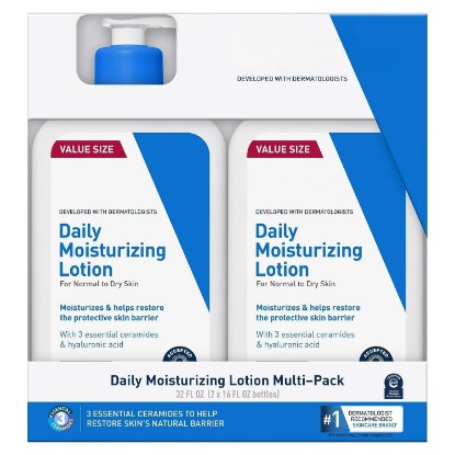 Picture of Ceraves Daily Moisturizing Lotion, For Normal to Dry Skin, Ceramides + Hyaluronic Acid, 16 Fl Oz (pack of 2)