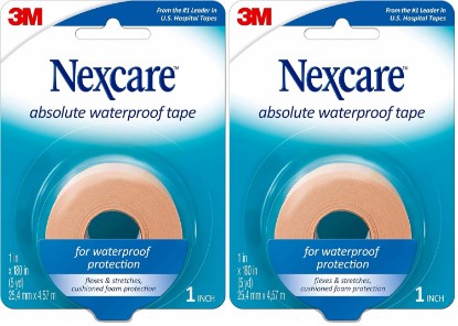 Picture of Nexcare Waterproof Tape, Flexible Foam, 1 in x 5 Yds | Medical Tape | Pack of 2 | Secures Dressing