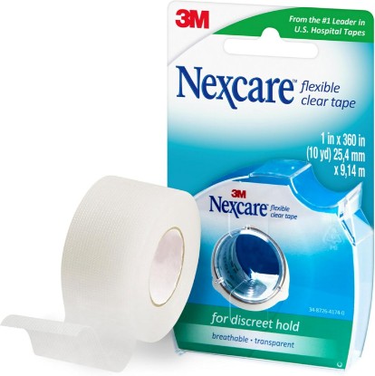 Picture of Nexcare Flexible Clear Tape, Waterproof Transparent Medical Tape, 1 in x 10 yds, 1 Count (Pack of 1)