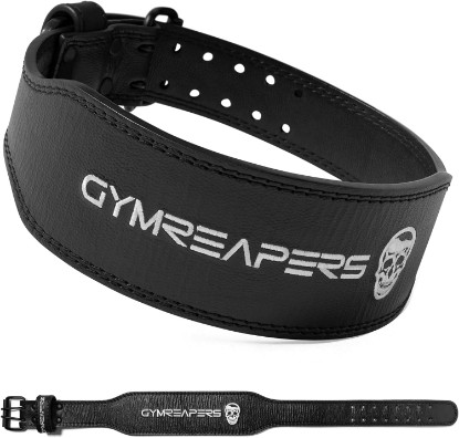 Picture of Gymreapers Leather Weightlifting Belt for Bodybuilding, Squatting, Lower Back Support & Back Pain - Real Leather, Adjustable Buckle Sizing - Men Women
