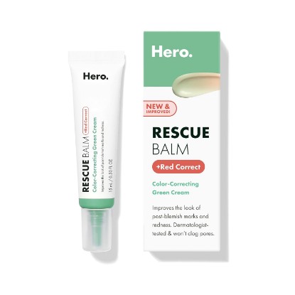 Picture of HERO COSMETICS Rescue Balm +Red Correct- New Formula-The Color-Correcting Green Cream. New Matte Formula Improves the Look of Post-Blemish Redness and Marks plus Hydrates Skin