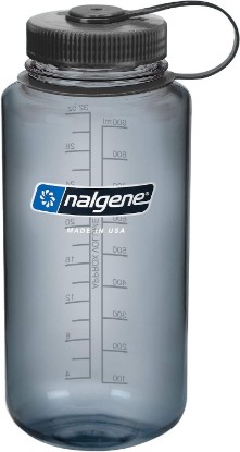 Picture of Nalgene BPA Free Tritan Wide Mouth Water Bottle, 32 Oz, Gray with Black Lid