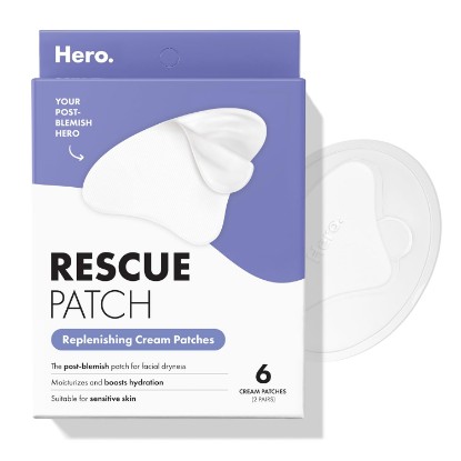 Picture of HERO COSMETICS Rescue Patch Moisturizing Post-Blemish Cream Patch, 6 Ct | 3 Pairs for Face, Provides Instant Moisture and Long-Lasting Hydration, Dermatologist-Tested, Won’t Clog Pores