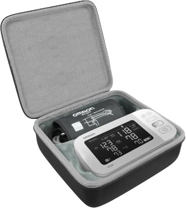Picture of co2CREA Hard Travel Case for OMRON BP5450/BP5465/BP5350 Monitor | Platinum / Gold Upper Arm Monitor Storage, Secure Device Fit, Sturdy Carry Handle Global Recycled Standard ClimatePartner certified