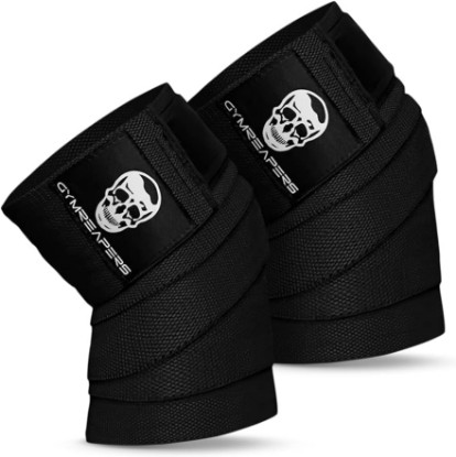 Picture of Gymreapers Knee Wraps for Squats and Powerlifting 72 Inch Compression Wraps with Strap for Men & Women Weightlifting Support