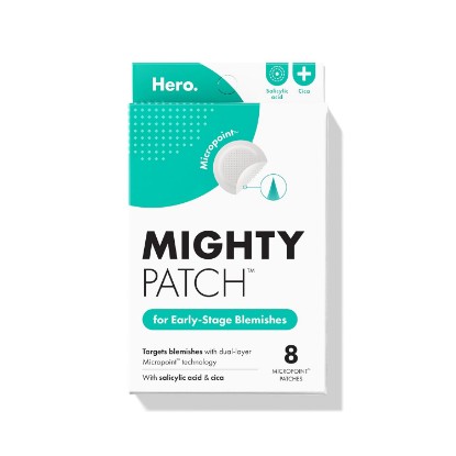 Picture of Mighty Patch Hero Cosmetics Micropoint Acne Pimple Patches, 8 Ct | For Early Stage Zits & Hidden Blemishes; Hydrocolloid with Salicylic Acid, Niacinamide, Cica; 395 Micropoints; Acne Stickers