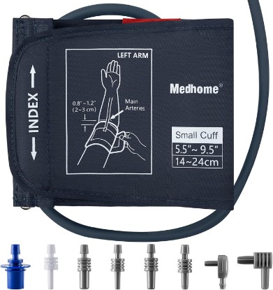 Picture of Small Blood Pressure Cuff Upper Arm 5.5"-9.5"(14-24cm) S Replacement BP Cuff for Small Arms Adult Cuff with 8 Connectors Compatible with Omron and Other Brands BP Monitors