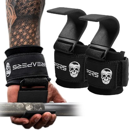 Picture of Gymreapers Weight Lifting Hooks (Pair), Heavy Duty Power Wrist Straps Hand Grip Support For Deadlifts, Pull Ups, Shrugs - Gym Gloves For Men and Women