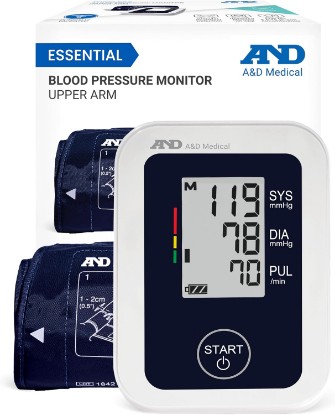 Picture of A&D Medical UA-651 Upper Arm Blood Pressure Monitor, Cuff 8.6-16.5” | Upper Arm Precise BP Machine – Wide Range Cuff (8.6”), 60 Readings, Large LCD Display, Adults, Includes 4 AA Batteries