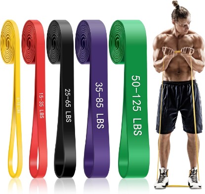 Picture of 5-Level Resistance Bands for Working Out, Pull Up Assistance Bands | 5-125 LBS Resistance, Fitness, Full-Body Training, Physical Therapy & Stretch Workout, for Men, Women, Home, Outdoor, Gym Use
