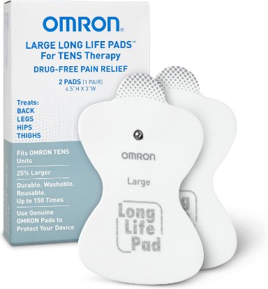 Picture of Omron Long Life Pads for TENS Unit Muscle Stimulator - Large | Drug-Free Pain Relief - Includes 2 Reusable TENS Unit Pads - Durable, Reusable & Washable