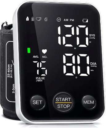 Picture of Oklar FDA Cleared Blood Pressure Monitor Upper Arm BP Machine for Home Use | Clinical Accuracy, 2x120 Memory, Large LED Display & 8.7"-15.7" Adjustable Cuff, Dual Power for Home & Travel, Black