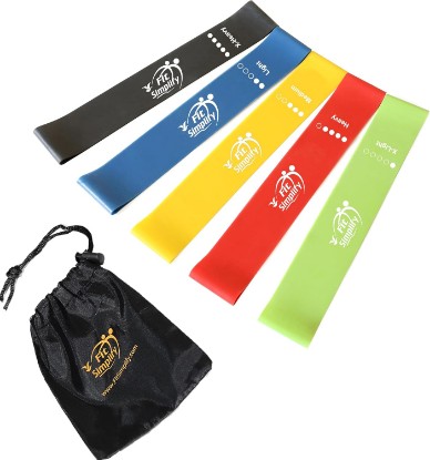 Picture of Fit Simplify Resistance Loop Exercise Bands with Instruction Guide and Carry Bag, Set of 5