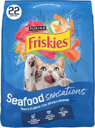 Picture of Purina Friskies Dry Cat Food Seafood Sensations With Salmon, Tuna, and Shrimp Flavors - 22 lb. Bag
