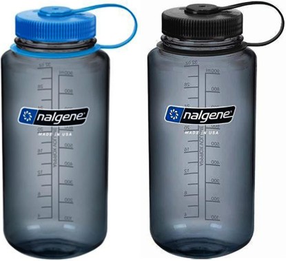 Picture of Nalgene Sustain Tritan 32 oz Wide Mouth Water Bottle, 2 Pack, BPA-Free, Blue/Gray