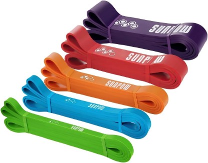 Picture of SUNPOW Pull Up Assistance Bands, Set of 5 Heavy Duty Resistance Bands for Men & Women, Natural Latex Exercise Bands for Pull-Up Progression, Home Workout, Strength Training, Mobility & Stretching