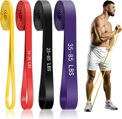 Picture of 4-Level Resistance Bands for Working Out, Pull Up Assistance Bands | 5-85 LBS Resistance, Fitness, Full-Body Training, Physical Therapy & Stretch Workout, for Men, Women, Home, Outdoor, Gym Use