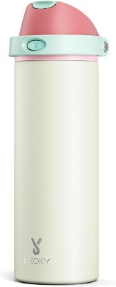 Picture of 24 oz Insulated Water Bottle with Straw: Meoky Stainless Steel Metal Water Bottle with 2-in-1 Lid - Leak Proof, Cold for 24 Hours, Fits in Car Cup Holder, BPA-Free for Travel Sports Gym, Cream