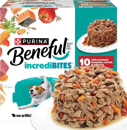 Picture of Purina Beneful Small Breed Wet Dog Food Variety Pack, (30) 3 oz Cans | IncrediBites real beef, chicken and salmon recipes with real vegetables and grains for flavors they'll love