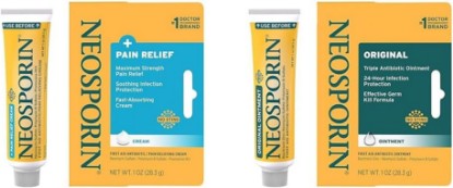 Picture of Neosporin Pain Relief Dual Action Cream, 1 Oz & Original Antibiotic Ointment, 24-Hour Infection Prevention for Minor Wound, 1 oz