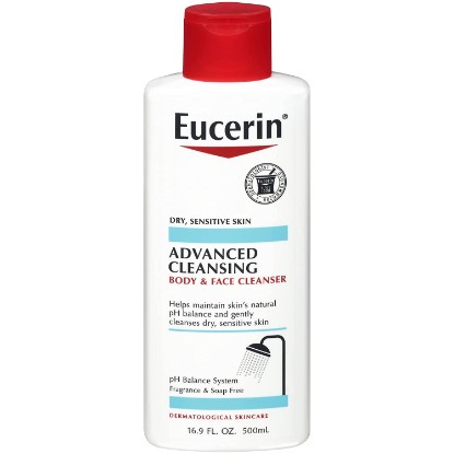 Picture of Eucerin Advanced Cleansing Body & Face Cleanser - Fragrance & Soap Free for Dry, Sensitive Skin - 16.9 fl. oz Bottle (Pack of 2)