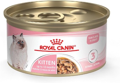Picture of ROYAL CANIN Feline Health Nutrition Kitten Thin Slices in Gravy Cat Food, 3 oz (Pack of 24). | Formulated For Kittens, Playful Energy, Canned Cat Food, Developed by Veterinarians, Immune System Support