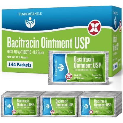 Picture of Bacitracin Antibiotic Ointment Packets - 144 Packets of Bacitracin Zinc Ointment USP - Helps Prevent Infection in Minor Cuts, Scrapes, and Burns