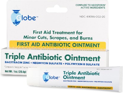 Picture of Globe Triple Antibiotic First Aid Ointment, 1 Oz. | 24-Hour Infection Protection, Treatment for Minor Scrapes, Burns and Cuts | (1 Tube)