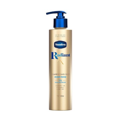Picture of Vaseline Radiant X Even Tone Nourishing Body Lotion for Dark Spots 11oz | Body moisturizer for dry skin, helps lighten discoloration with 1% Niacinamide, Coconut Oil, Vitamin C, & Peptides