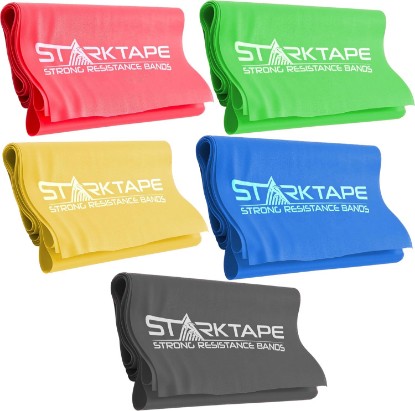 Picture of Resistance Bands Set. 3 or 5 Pack Non-Latex Physical Therapy, Professional Elastic Band. Perfect for Home Exercise, Workout, Strength Training, Yoga, Pilates, Rehab, Gym