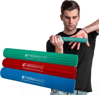 Picture of THERABAND FlexBar, Resistance Bars for Tennis Elbow & Grip Strength, Color-Coded Therapy Bars for Tendonitis & Golfer’s Elbow