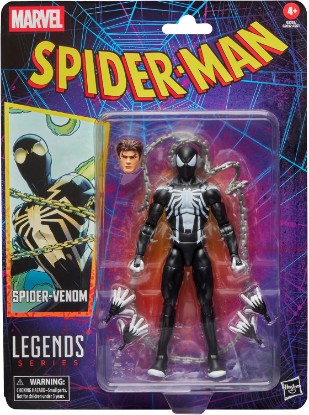 Picture of Marvel Legends Series Spider-Venom, Retro Cardback Spider-Man Comics Collectible 6-Inch Scale Action Figure | 6-Inch Scale, 20 Plus Points Articulation, Includes 6 Accessories, Alternate Head, Chain, Retro Blister Card