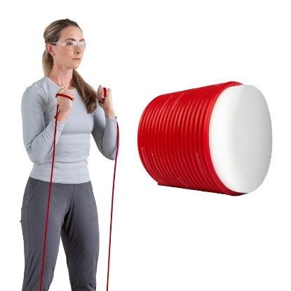 Picture of THERABAND Resistance Tubing, Physical Exercise Band, Workout, 100', M, Red | Latex resistance tubing where the color marks the resistance level, so you can step up as strength returns