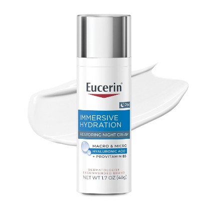 Picture of Eucerin Face Immersive Hydration Restoring Night Cream for Face 1.7 OZ | Lightweight Face Cream with Hyaluronic Acid and Provitamin B5, Reduces the Look of Fine Lines and Wrinkles, Fragrance Free