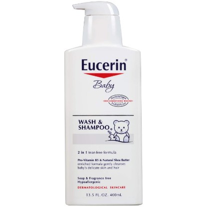 Picture of Eucerin Baby Wash & Shampoo - 2 in 1 Tear Free Formula, Hypoallergenic & Fragrance Free, Nourish and Soothe Sensitive Skin - 13.5 fl. oz. Pump Bottle