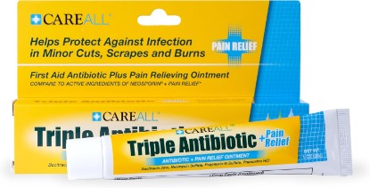 Picture of CareAll Triple Antibiotic Ointment + Pain Relief 1.0 oz, Dual Action First Aid for Minor Scrapes, Cuts, and Burns to Help Prevent Infection While Providing Maximum Strength Pain Relief. (Pack of 1)