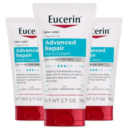 Picture of Eucerin Advanced Repair Hand Cream, Urea Enriched, Multipack, 3 x 2.7 OZ | Hand Cream for Dry Hands and Very Dry Skin, with Urea, Ceramide and NMF, Travel Size Hand Cream, Fragrance Free