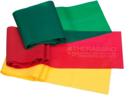 Picture of THERABAND Resistance Bands Set, Beginner Kit, Yellow, Red, Green, Non-Latex | Professional TheraBand equipment for exercise, physical therapy, fitness and at-home workouts