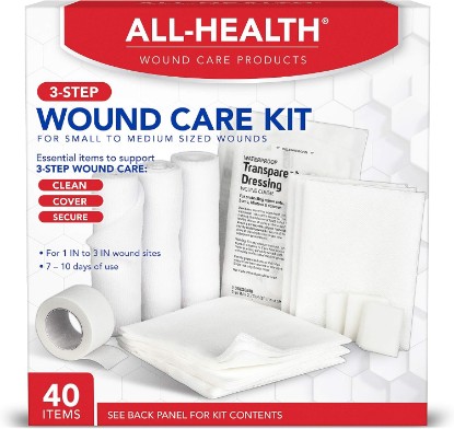 Picture of All Health Wound Care Kit & First Aid Kit, Everyday Essentials, 40 Pieces | For Small to Medium Sized Wounds, Professional Use for Car, Home, Camping, Hiking and More.