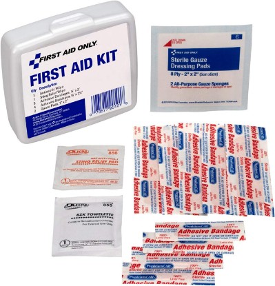 Picture of First Aid Only PhysiciansCare On-The-Go Emergency First Aid Kit for Home, Work, and Travel, 13 Pieces (Antiseptic wipes, Sting Relief wipes, Gauze pads, Bandages)