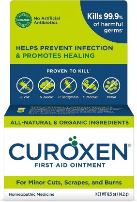 Picture of CUROXEN First Aid Ointment for Minor Cuts, Scrapes & Burns, 0.5 Oz | Gentle, Antibiotic Free Wound Care Calendula & Oxygenated Olive Oil, All-Natural & Organic Ingredients