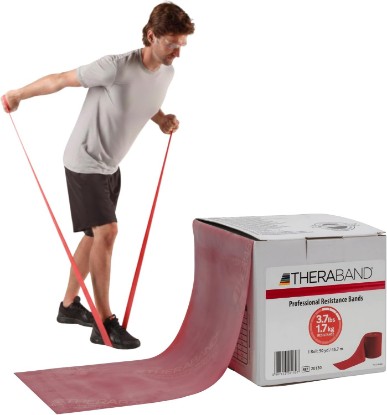 Picture of THERABAND Resistance Band, 50-Yard Roll, Latex Elastic Band for Exercise, Stretching, Physical Therapy, Yoga, Pilates, Home Workouts, Cut-to-Length, Color-Coded Levels