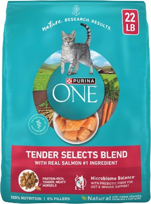 Picture of Purina ONE Natural Dry Cat Food, Tender Selects Blend with Real Salmon - 22 lb. Bag