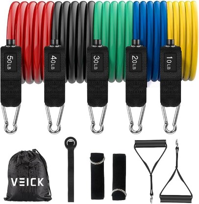 Picture of VElCK Resistance Bands Set with Handles for Exercise, Workout and Home Gym | 100% Natural Latex, Versatile for Yoga, Pilates, Strength, Full Body Training for Men Women