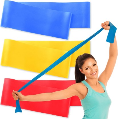 Picture of RMS Resistance Bands for Working Out, Physical Therapy, Yoga & Pilates | Set of 3 Latex Free Exercise Bands with Instruction Guide, Occupational Therapy and Rehabilitation Aid for Disabled