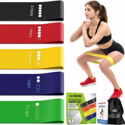 Picture of TechStone Resistance Bands Set – 5 Levels Loop Exercise Bands for Men & Women, Elastic Workout Bands for Home Gym, Training, Yoga & Fitness, Carry Bag Included