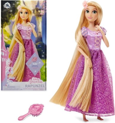 Picture of Disney Store Official Princess Classic Doll (Rapunzel from Tangled), 11 Inches, Includes Brush with Molded Details, Fully Posable Toy in Classic Outfit - Disney Princess Toys